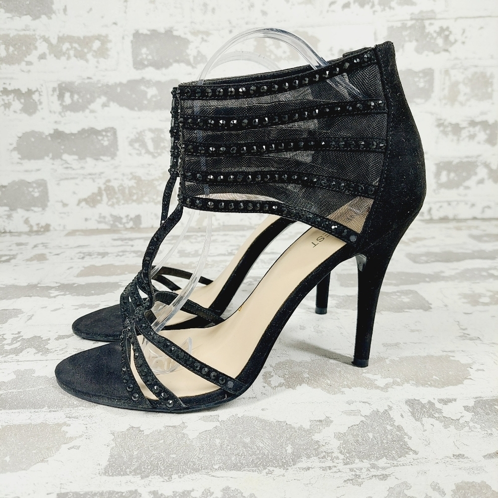 Nine West Alderson Black Strappy High Heeled Evening Party Sandals D296